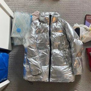 TOMMY ICONS PUFFER JACKET- silver